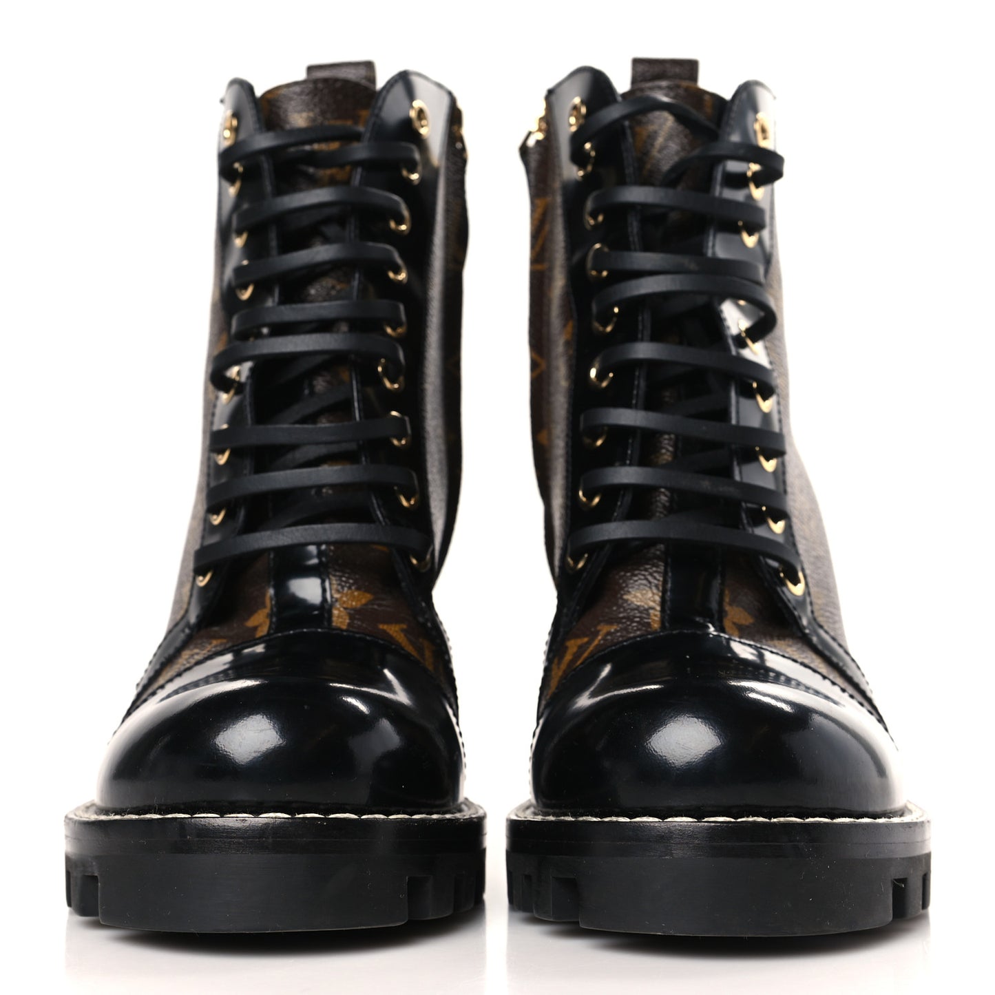 Patent Calfskin Monogram Star Trail Ankle Boots 37.5 Black