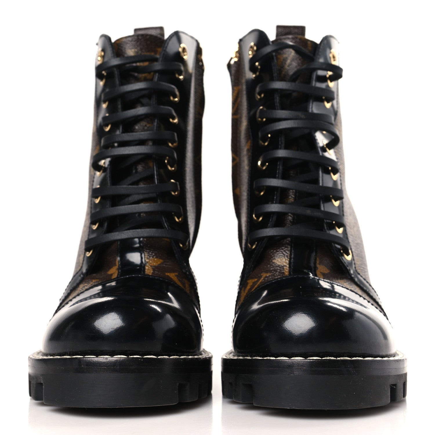 Louis Vuitton Patent Calfskin Monogram Star Trail Ankle Boots 37.5 Black 2 of 8
