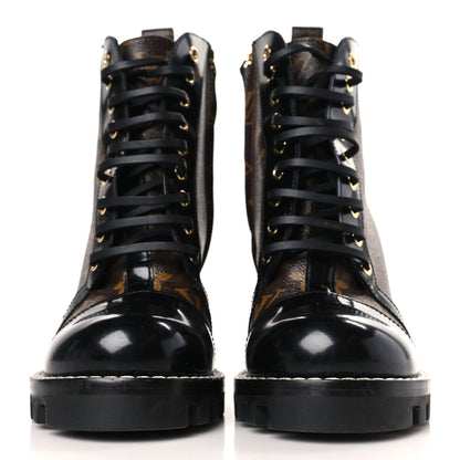 Louis Vuitton Patent Calfskin Monogram Star Trail Ankle Boots 37.5 Black 2 of 8