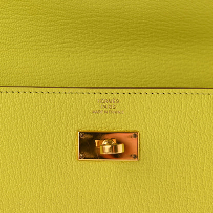 Hermes Chevre Mysore Kelly Longue Wallet Lime 6 of 12