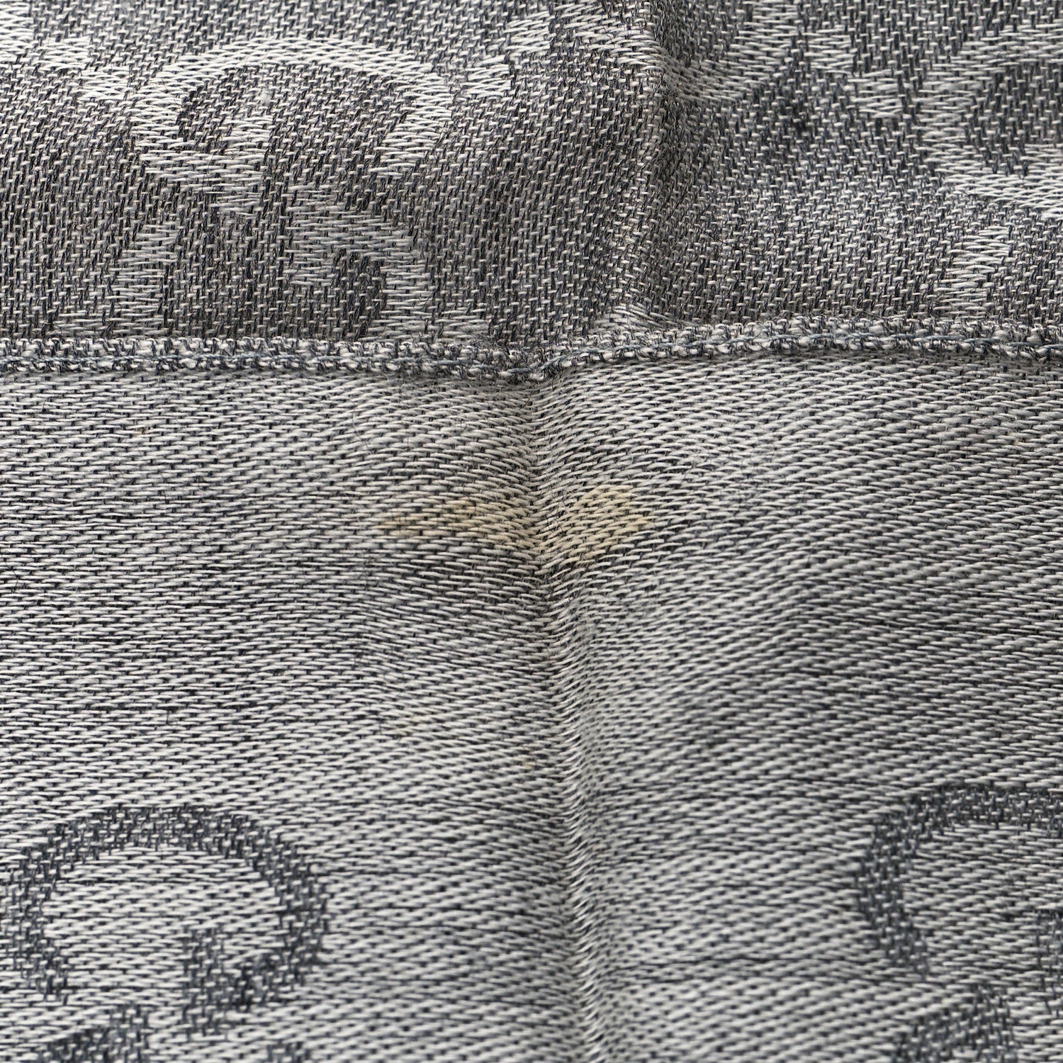 Gucci Wool Silk Monogram Fringe Scarf Grey 6 of 6