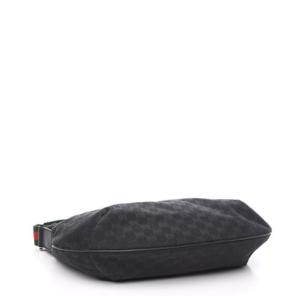 Gucci Monogram Web Medium Half Moon Hobo Black 4 of 13