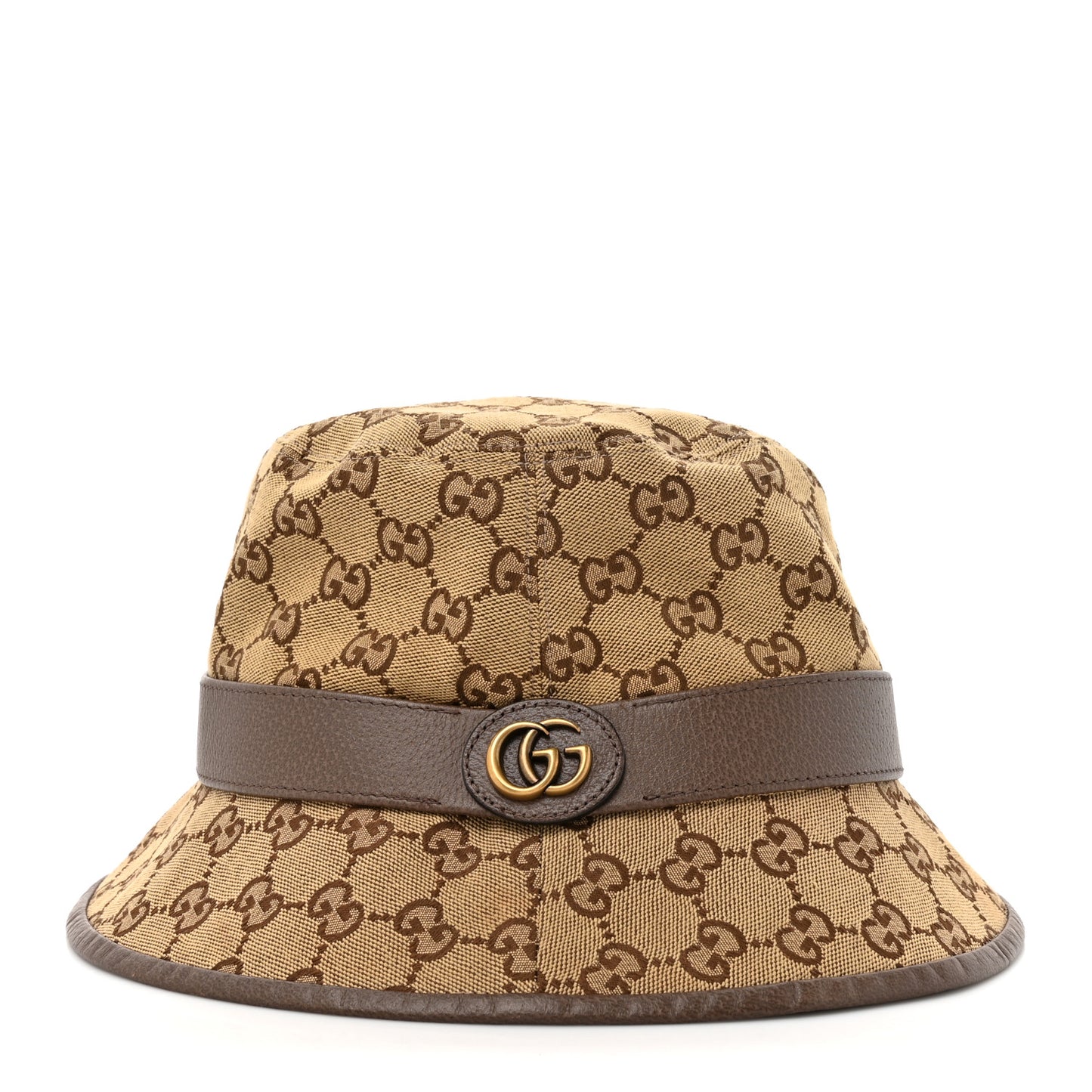 Monogram Textured Dollar Calfskin GG Jago Bucket Hat L Cacao Beige