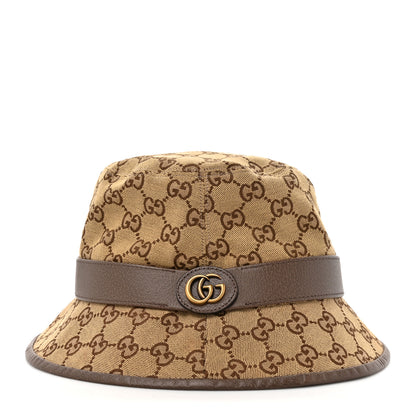 Gucci Monogram Textured Dollar Calfskin GG Jago Bucket Hat L Cacao Beige 3 of 10