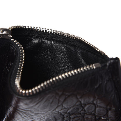 Saint Laurent Calfskin Crocodile Embossed 5 Fragments Zip Card Case Black 7 of 8