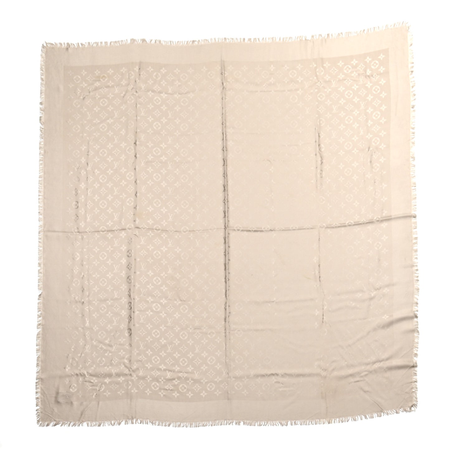 Silk Wool Monogram Shawl Beige
