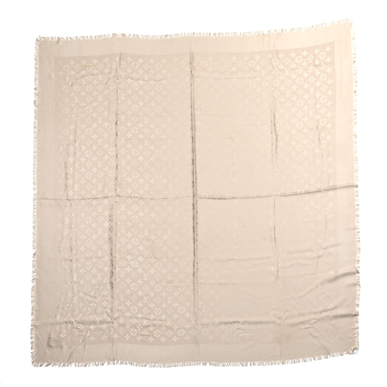 Louis Vuitton Silk Wool Monogram Shawl Beige 1 of 3