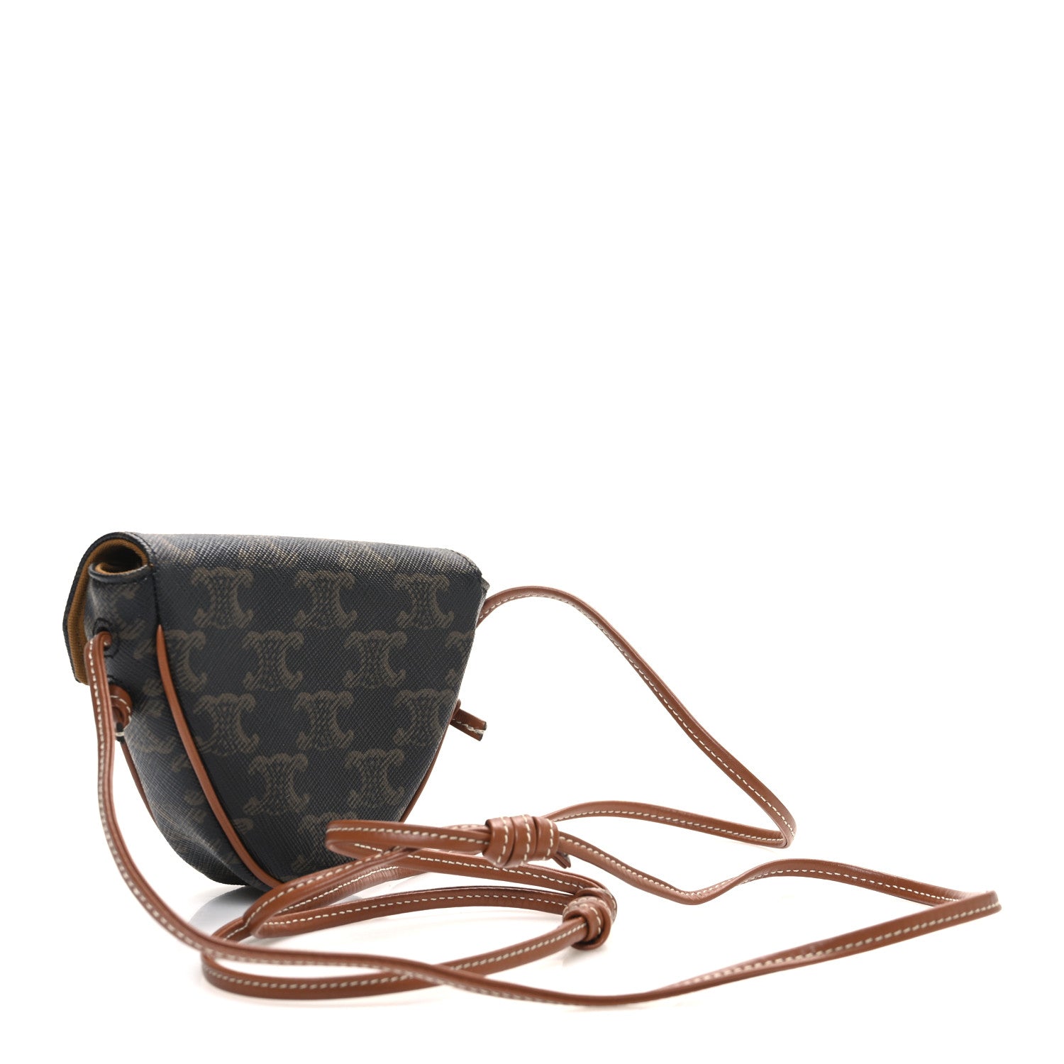 Celine Triomphe Canvas Mini Triangle Crossbody Bag Tan 3 of 10