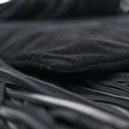 Saint Laurent Suede Calfskin Large Grace Fringed Hobo Bag Rope Black 7 of 9