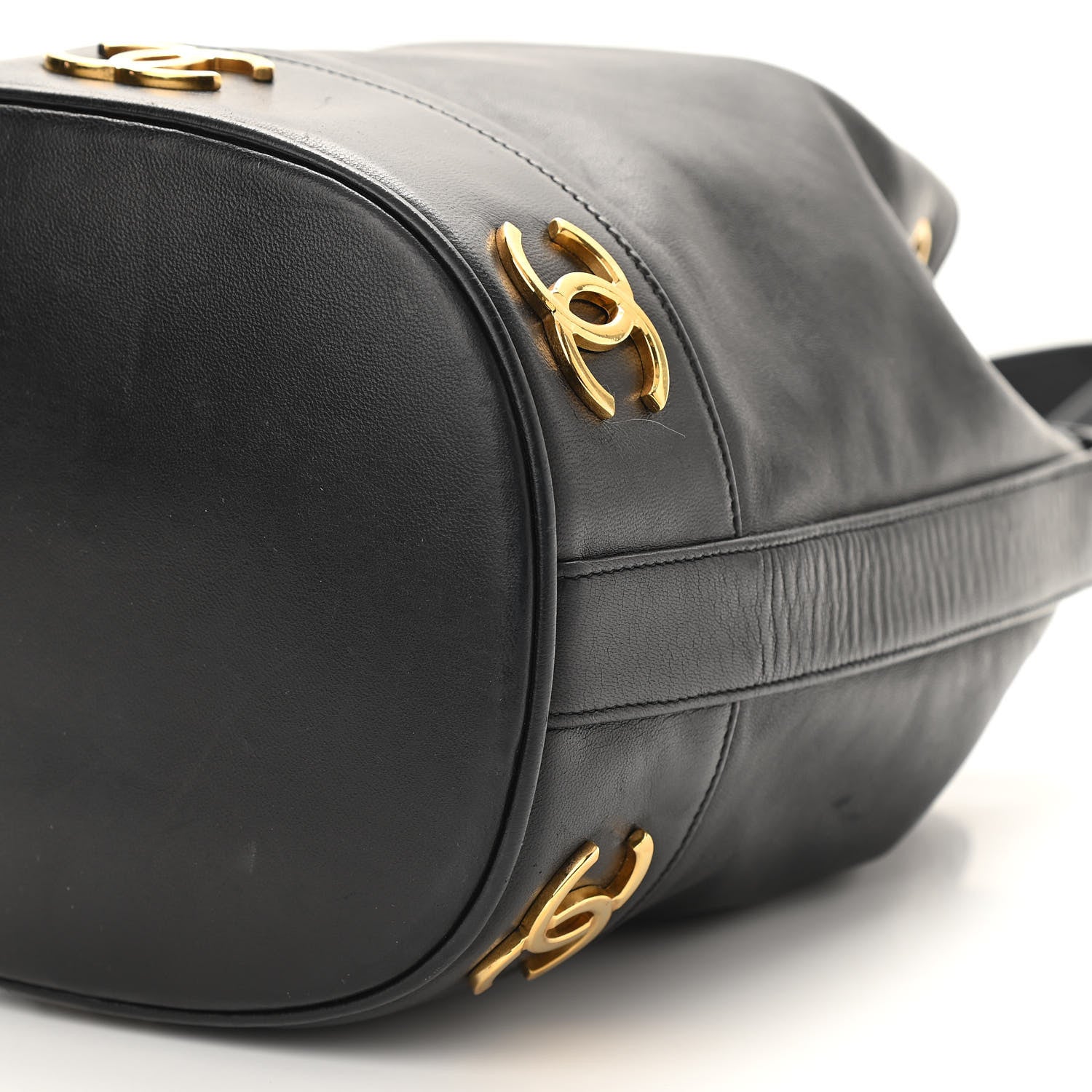 Chanel Lambskin CC Drawstring Shoulder Bag Black 10 of 10