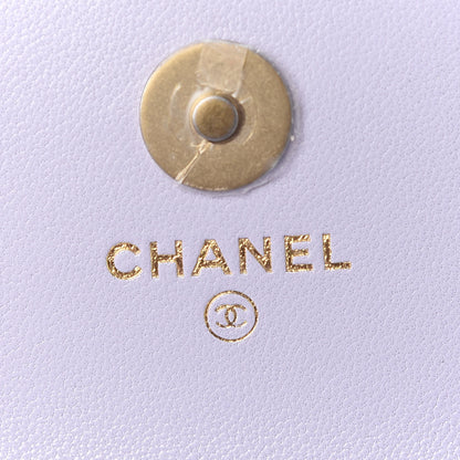 Chanel Lambskin Quilted Chanel 19 Flap Card Holder With Chain Light Purple 6 of 9