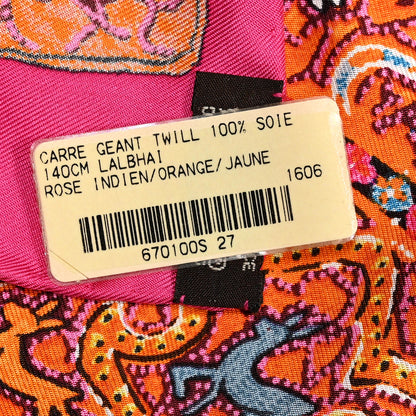 Hermes Silk Lalbhai Scarf 140 Rose Indien Orange Jaune 3 of 3