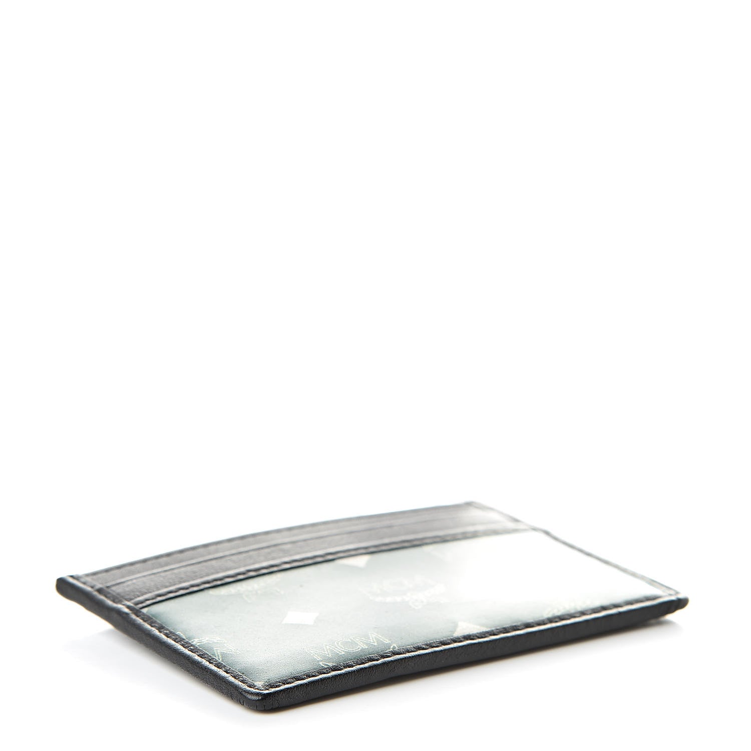 MCM Calfskin Nylon Reflective Mini Card Case Eden 4 of 7