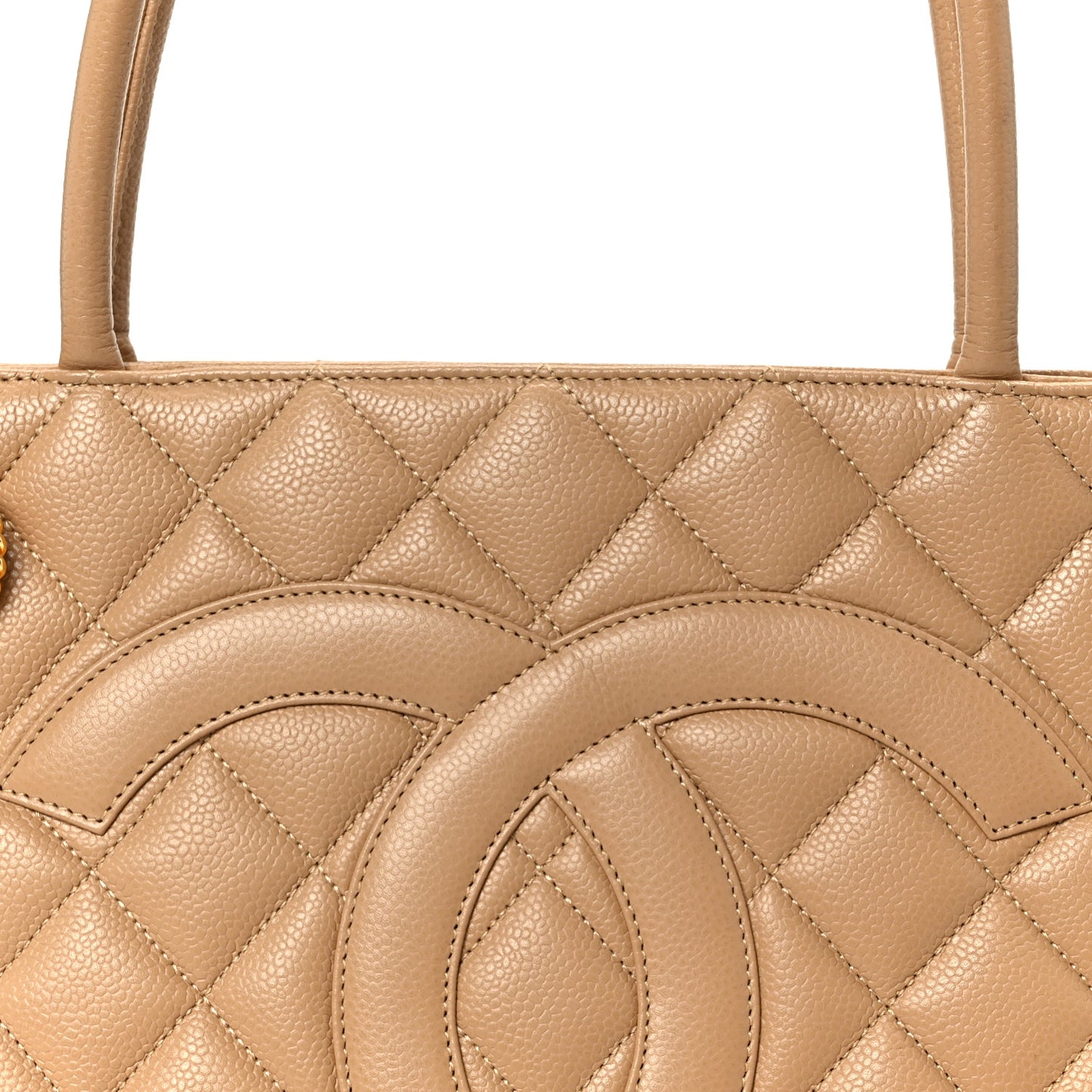 Caviar Quilted Medallion Tote Beige