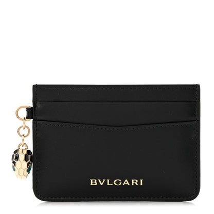 Bulgari Serpenti Calfskin Card Holder Black Emerald Green 1 of 7