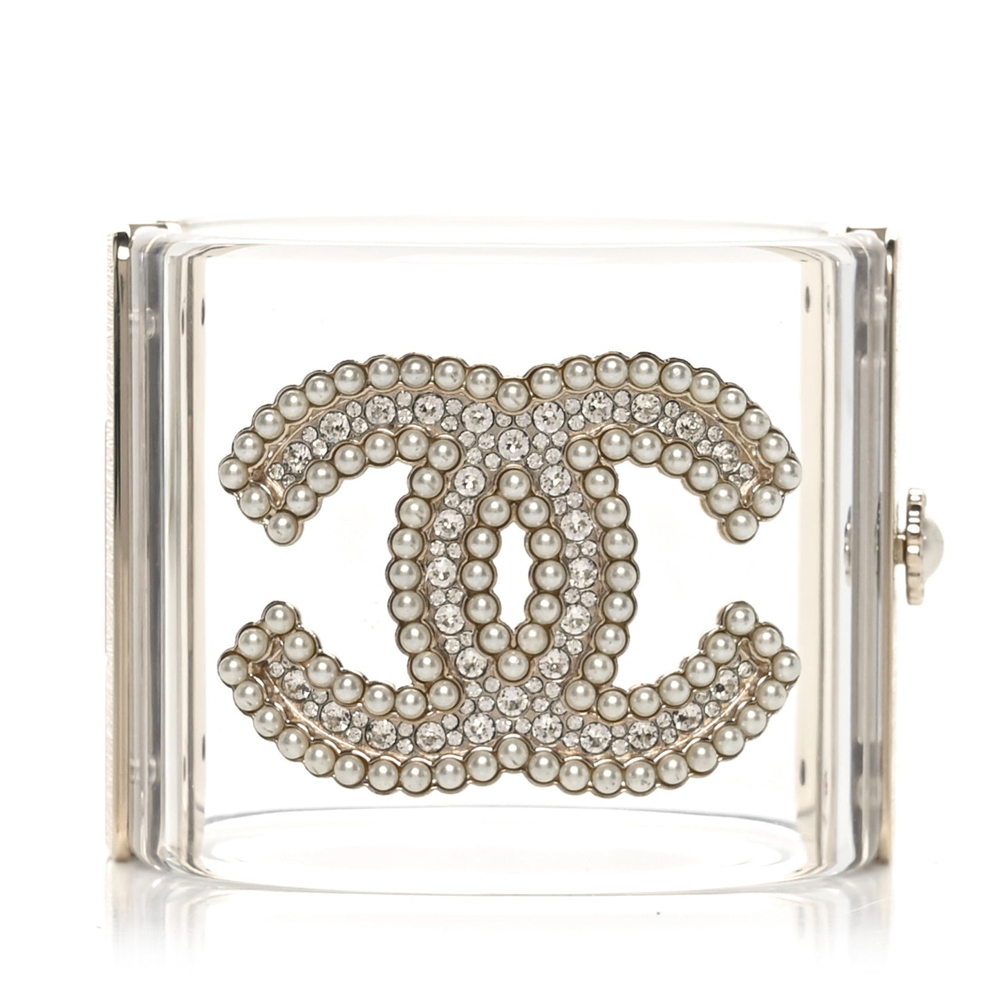 Resin Crystal Pearl CC Cuff Light Gold