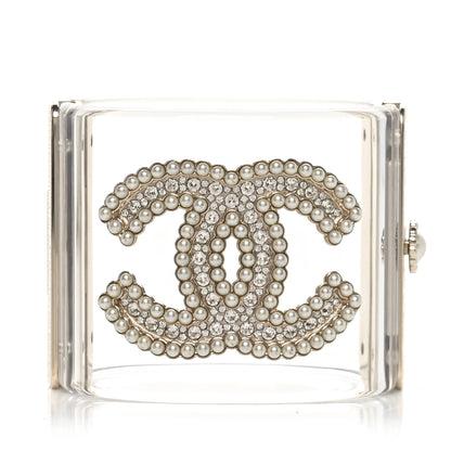 Chanel Resin Crystal Pearl CC Cuff Light Gold 1 of 6