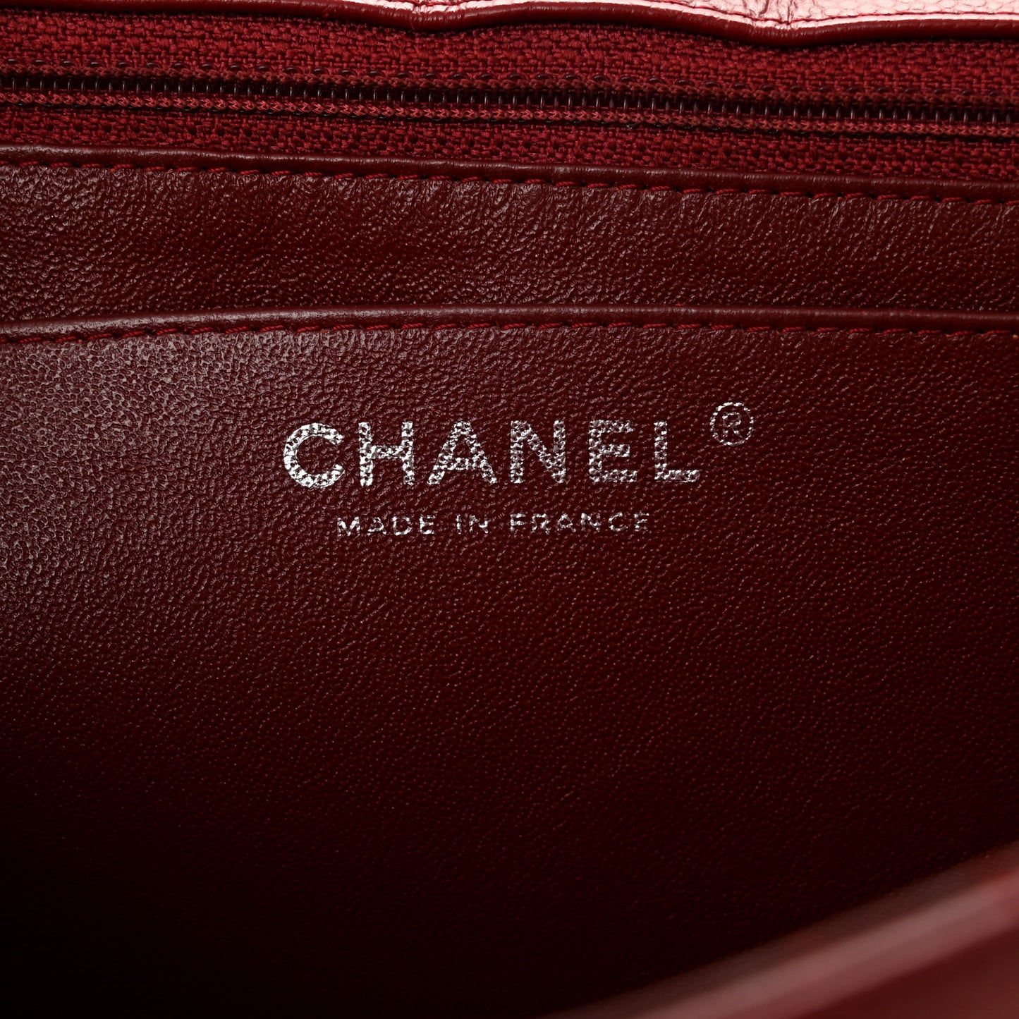 Caviar Quilted Jumbo Single Flap Dark Red