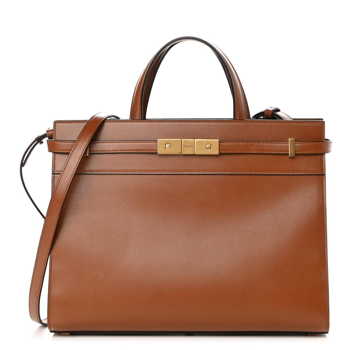 Calfskin Small Manhattan Shopper Tote Brick Ebony Dark