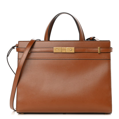 Saint Laurent Calfskin Small Manhattan Shopper Tote Brick Ebony Dark 1 of 17