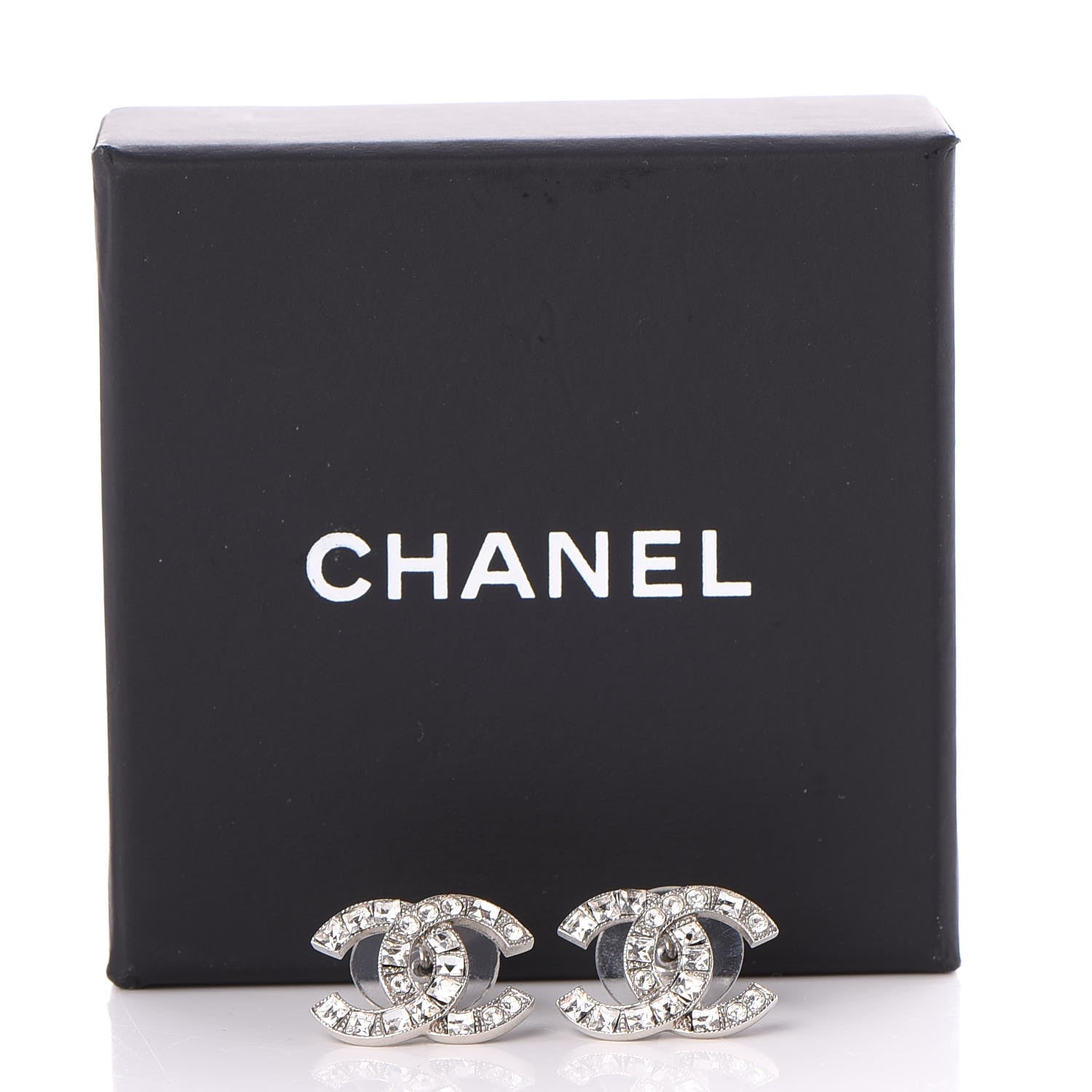 Chanel Baguette Crystal CC Earrings Silver 5 of 5