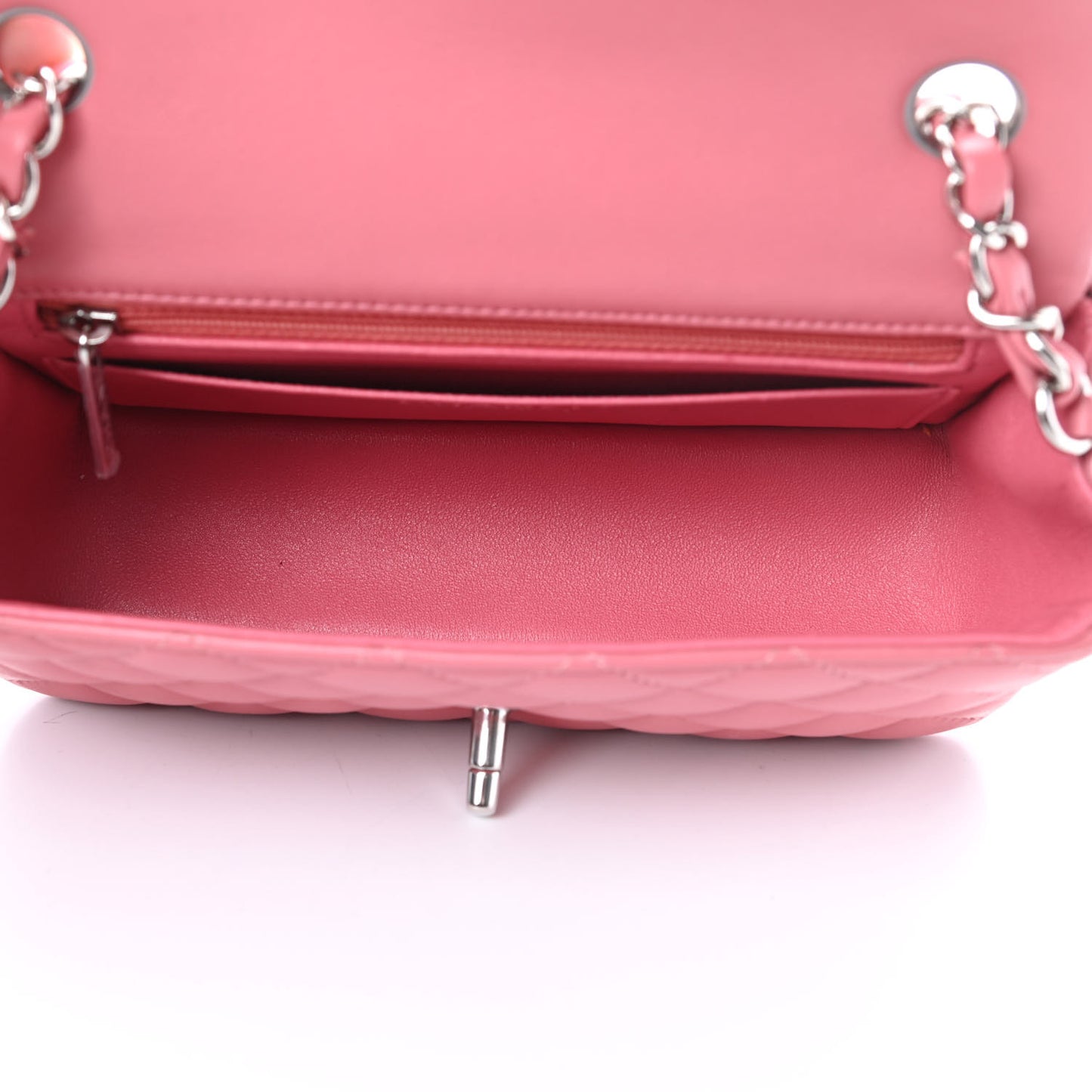 Lambskin Quilted Mini Rectangular Flap Pink