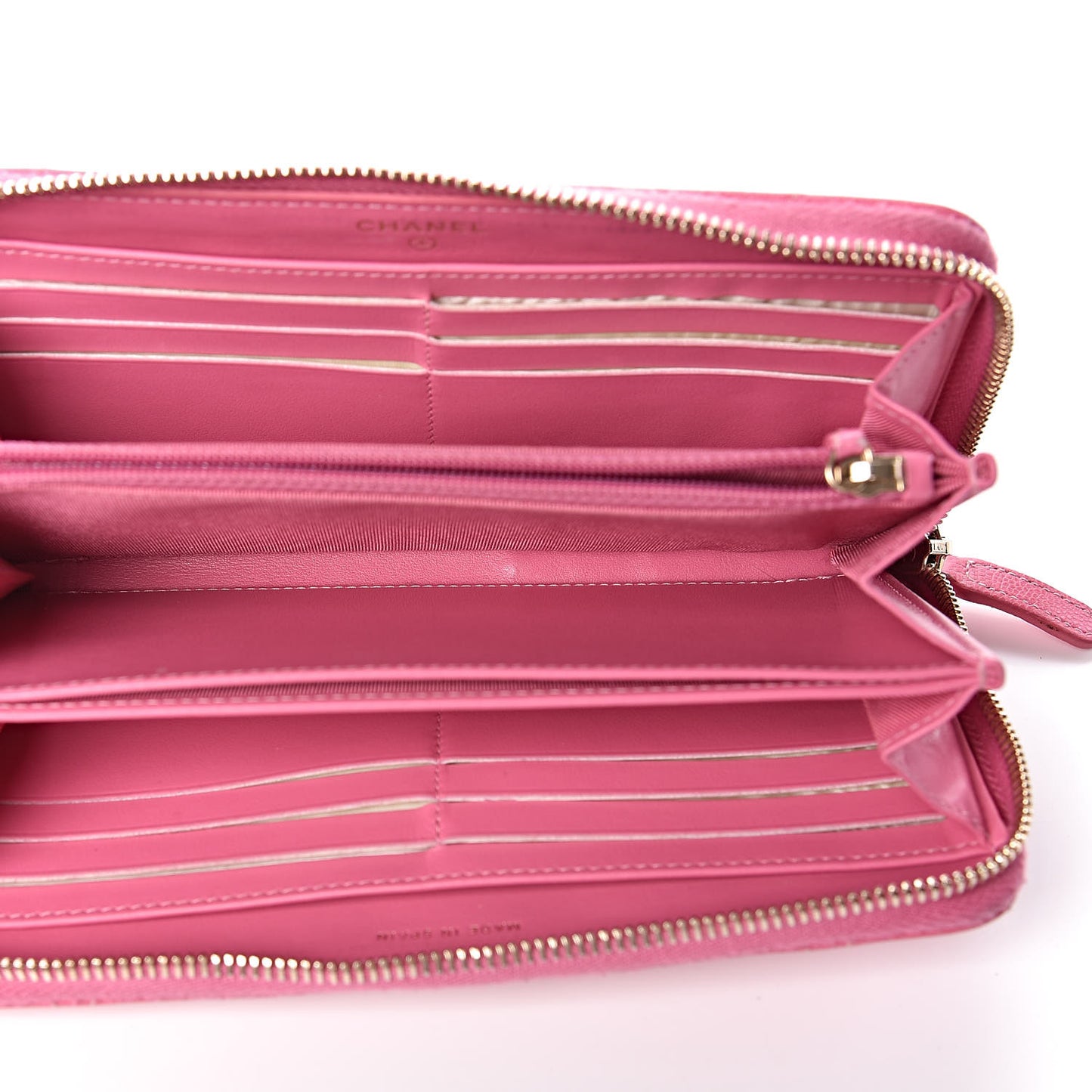 Caviar Quilted Large Gusset Zip Around Wallet Pink
