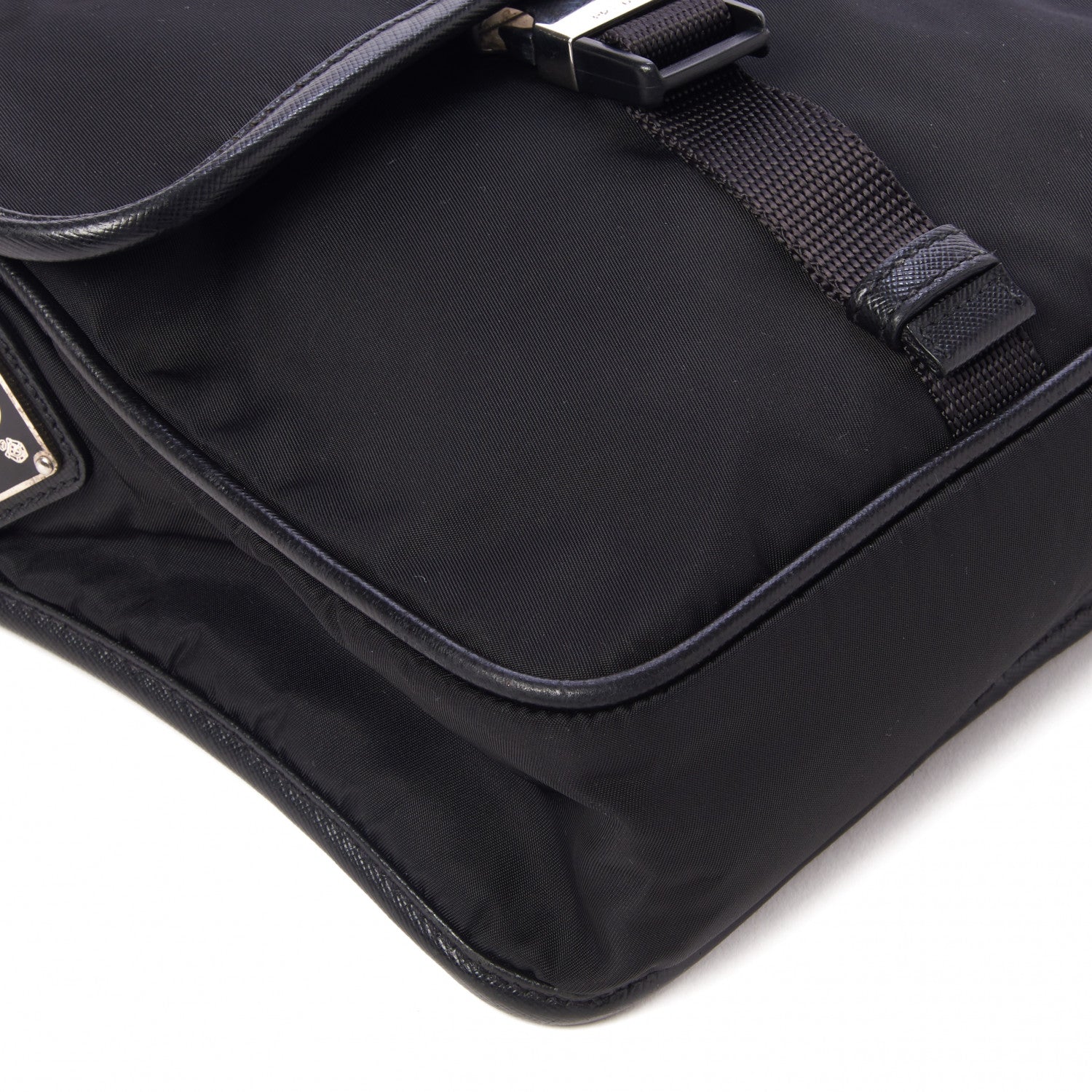 Prada Tessuto Nylon Saffiano Messenger Satchel Black 6 of 8