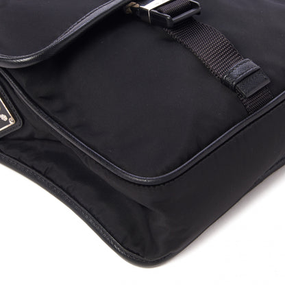 Prada Tessuto Nylon Saffiano Messenger Satchel Black 6 of 8