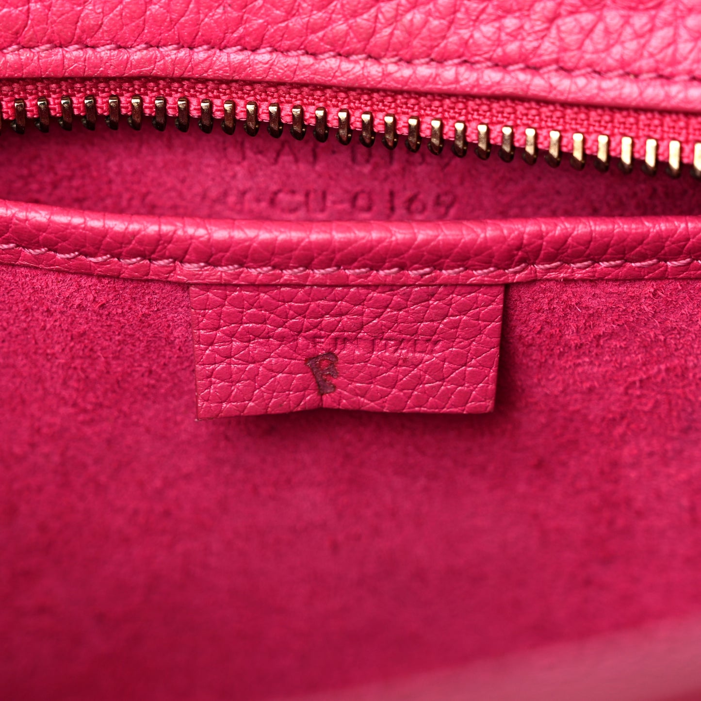Drummed Calfskin Nano Luggage Fuchsia