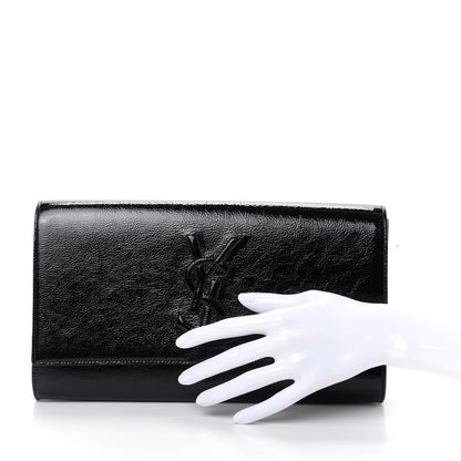 Saint Laurent Textured Patent Monogram Large Belle De Jour Clutch Black 2 of 7