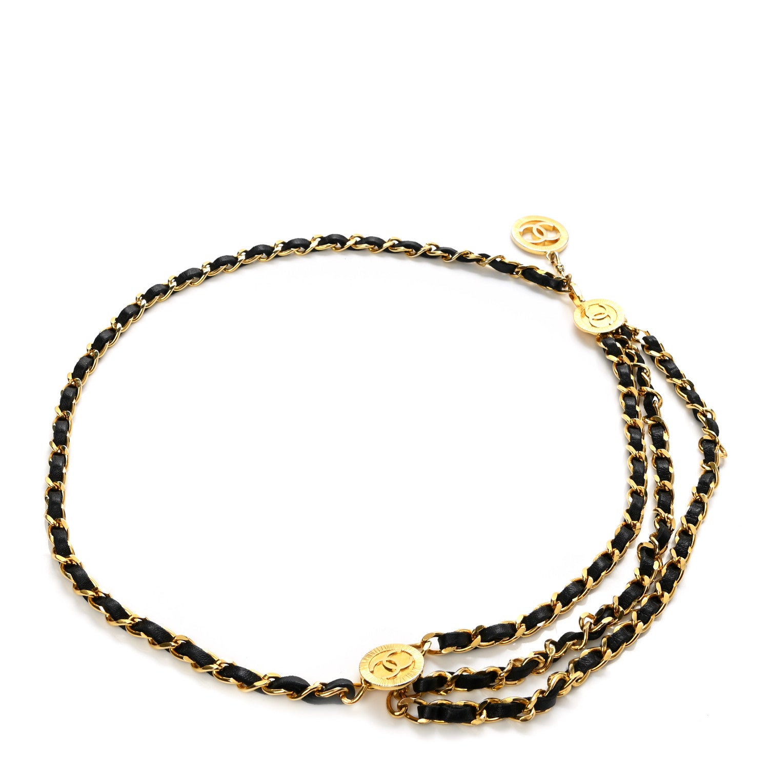 Chanel Lambskin Chain CC Medallion Belt Black Gold 1 of 3
