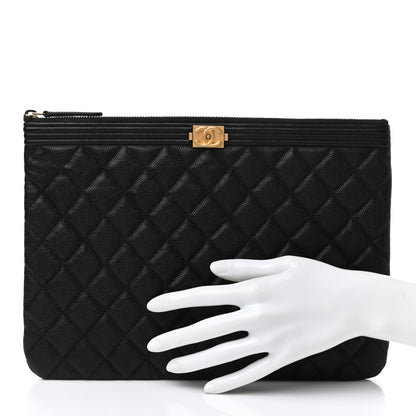 Chanel Caviar Quilted Medium Boy Cosmetic Case Black 2 of 9