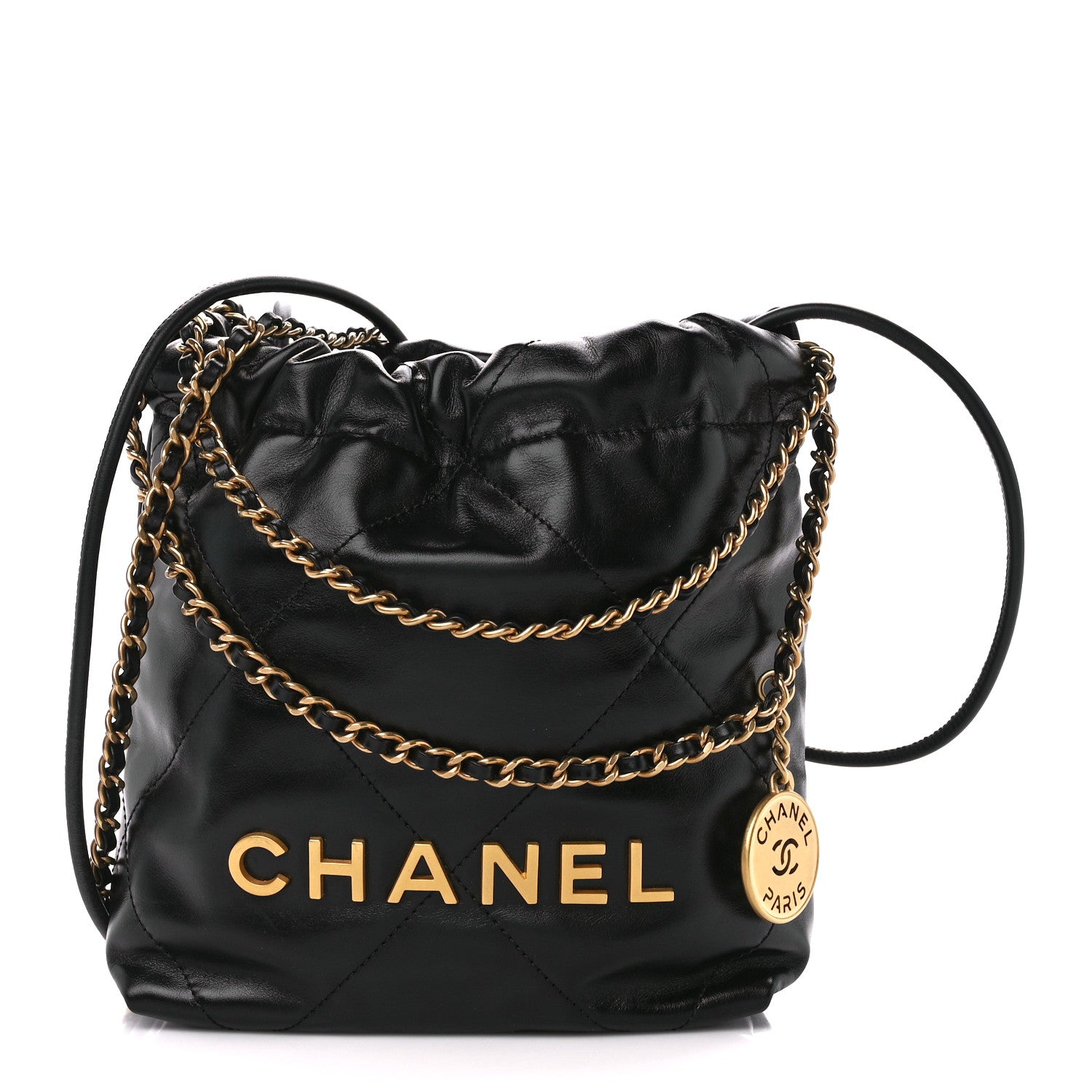 Chanel Shiny Calfskin Quilted Mini Chanel 22 Black 1 of 12