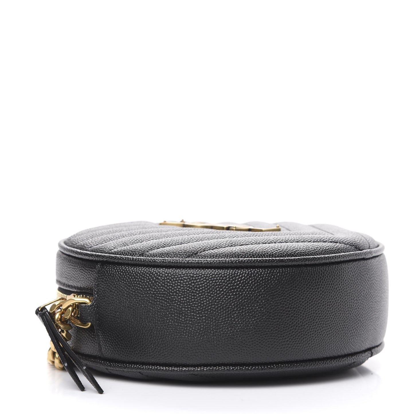 Grain De Poudre Matelasse Chevron Quilted Round Vinyle Camera Bag Black