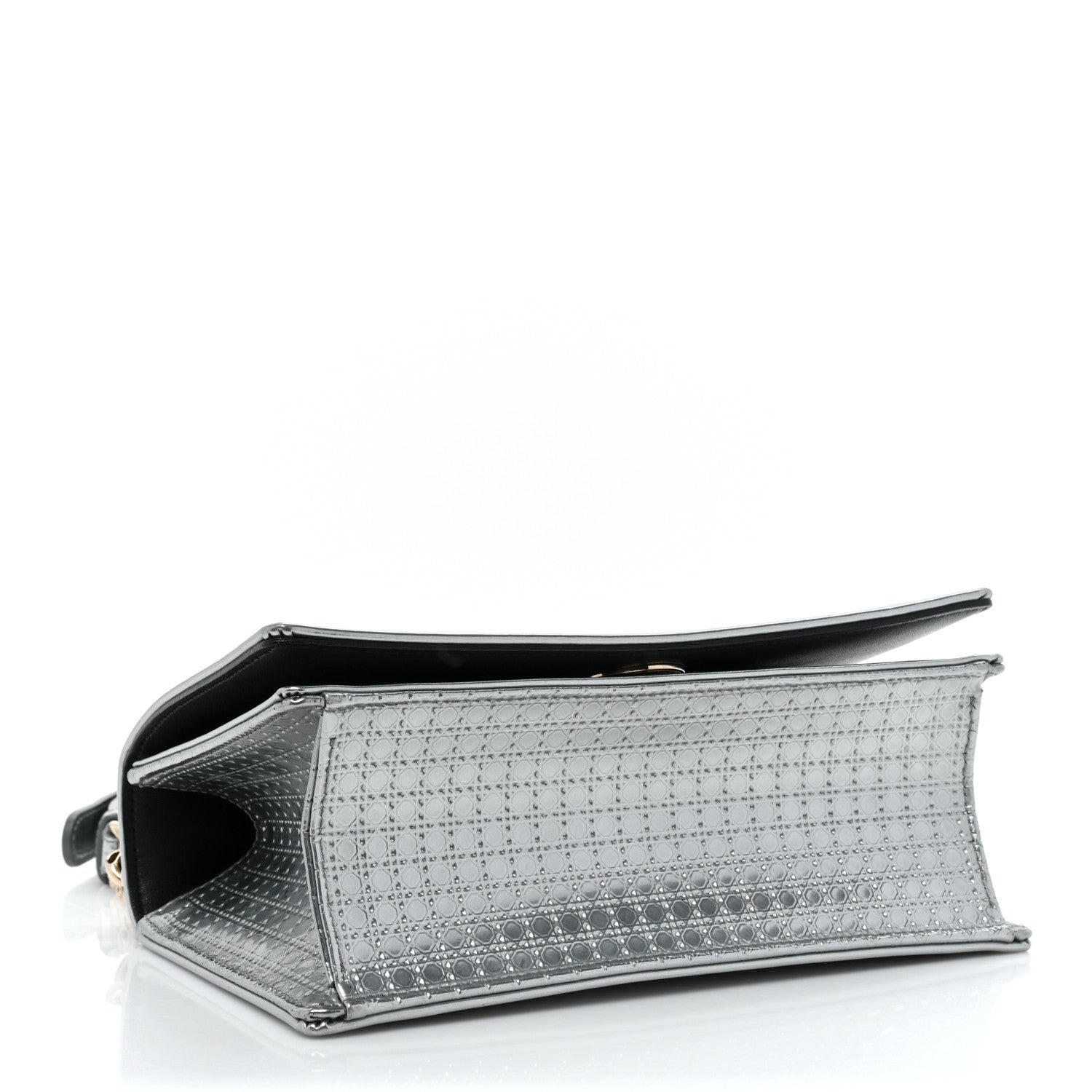 Christian Dior Metallic Patent Micro-Cannage Small Diorama Flap Bag Silver 4 of 17