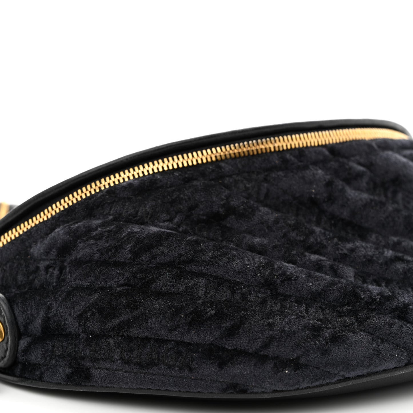 Crushed Velvet Logo Embossed XXS Souvenir Belt Bag Black