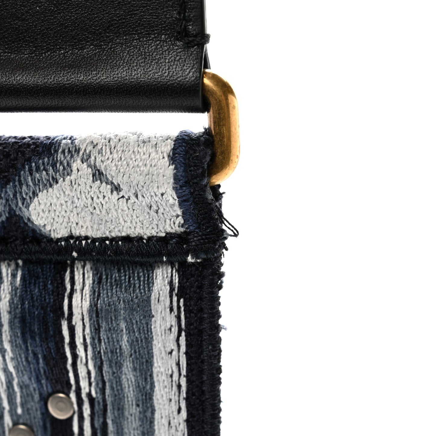 Canvas Embroidered Studded Tie Dye Shoulder Strap Blue