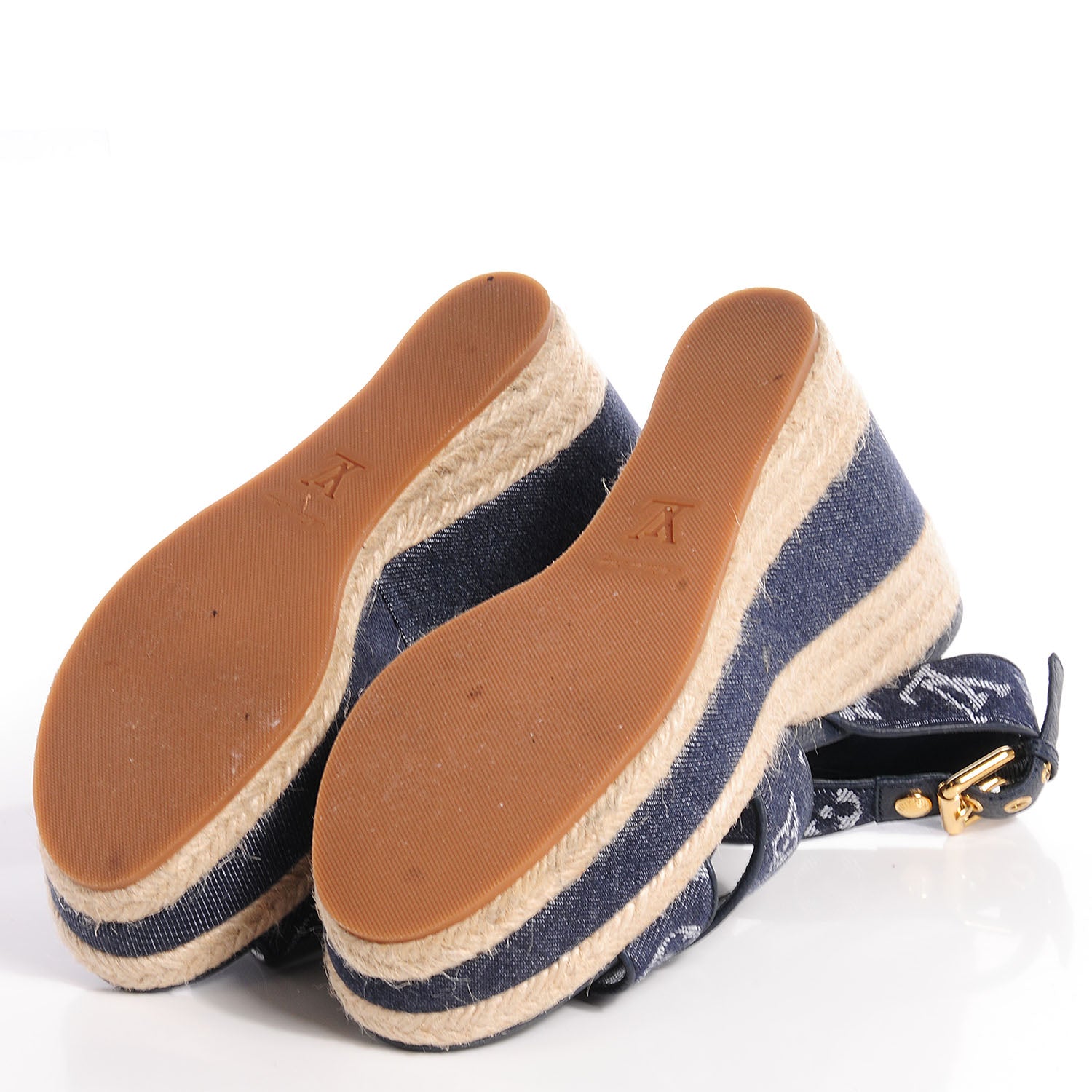 Louis Vuitton Monogram Denim Formentera Wedge Pumps 8.5 Grand Blue 5 of 9