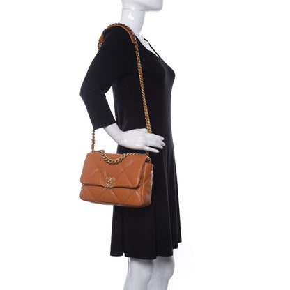 Chanel Lambskin Quilted Medium Chanel 19 Flap Light Brown 2 of 11