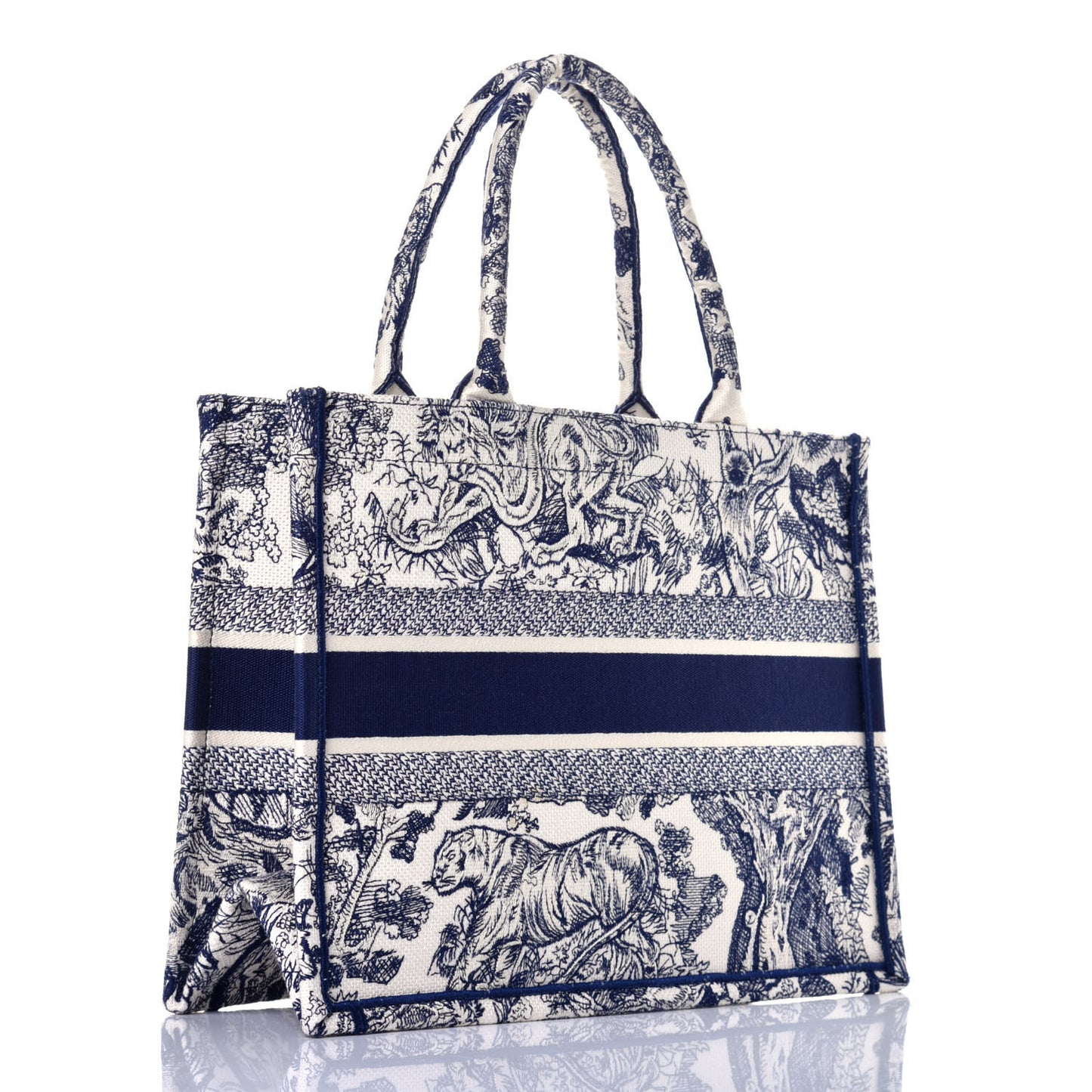Canvas Embroidered Medium Dioriviera Toile De Jouy Book Tote Blue