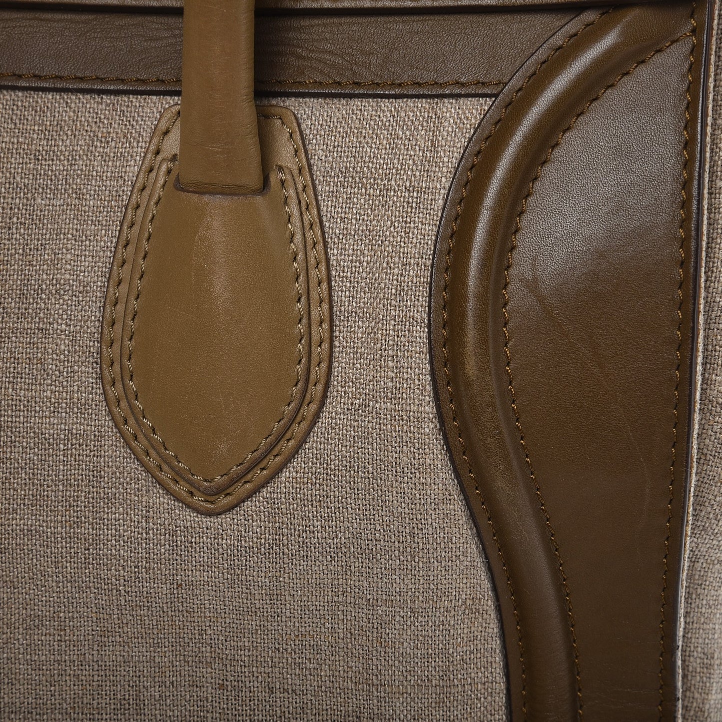 Calfskin Linen Mini Tri-Color Luggage Khaki