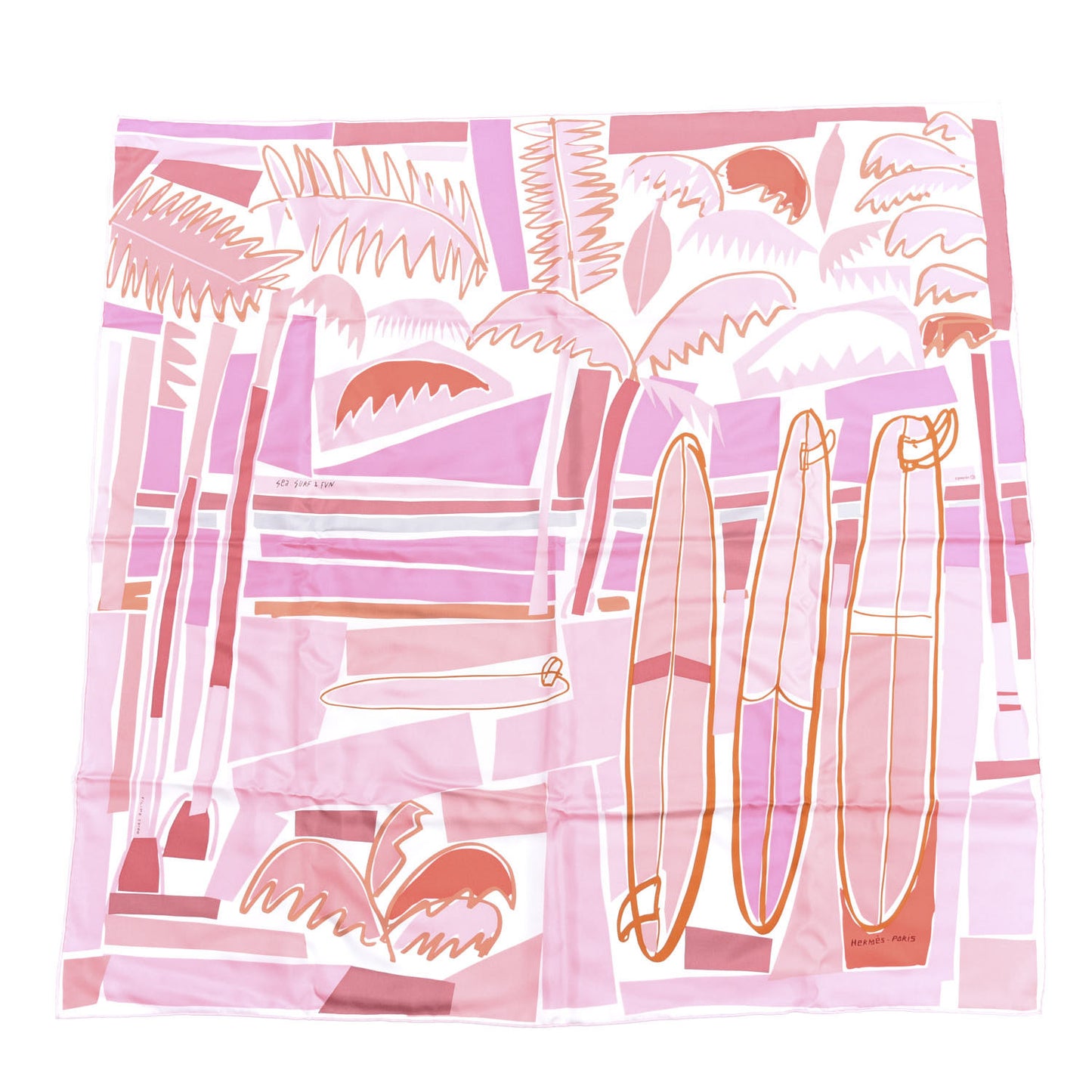 Silk Sea Surf and Fun Scarf 90 Blanc Rose Corail