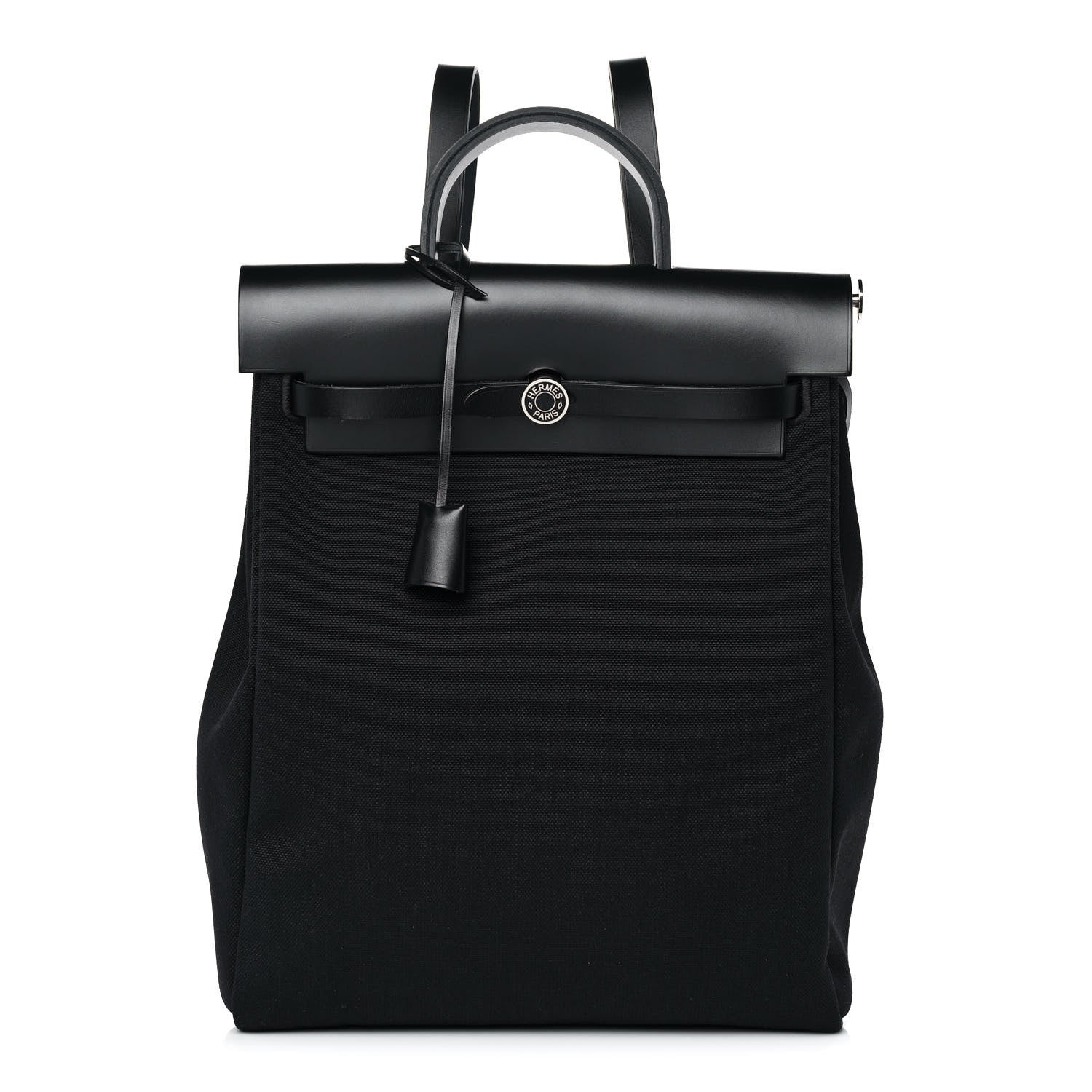 Hermes Military Toile Vache Hunter Herbag a Dos Zip Retourne Backpack Black 1 of 19