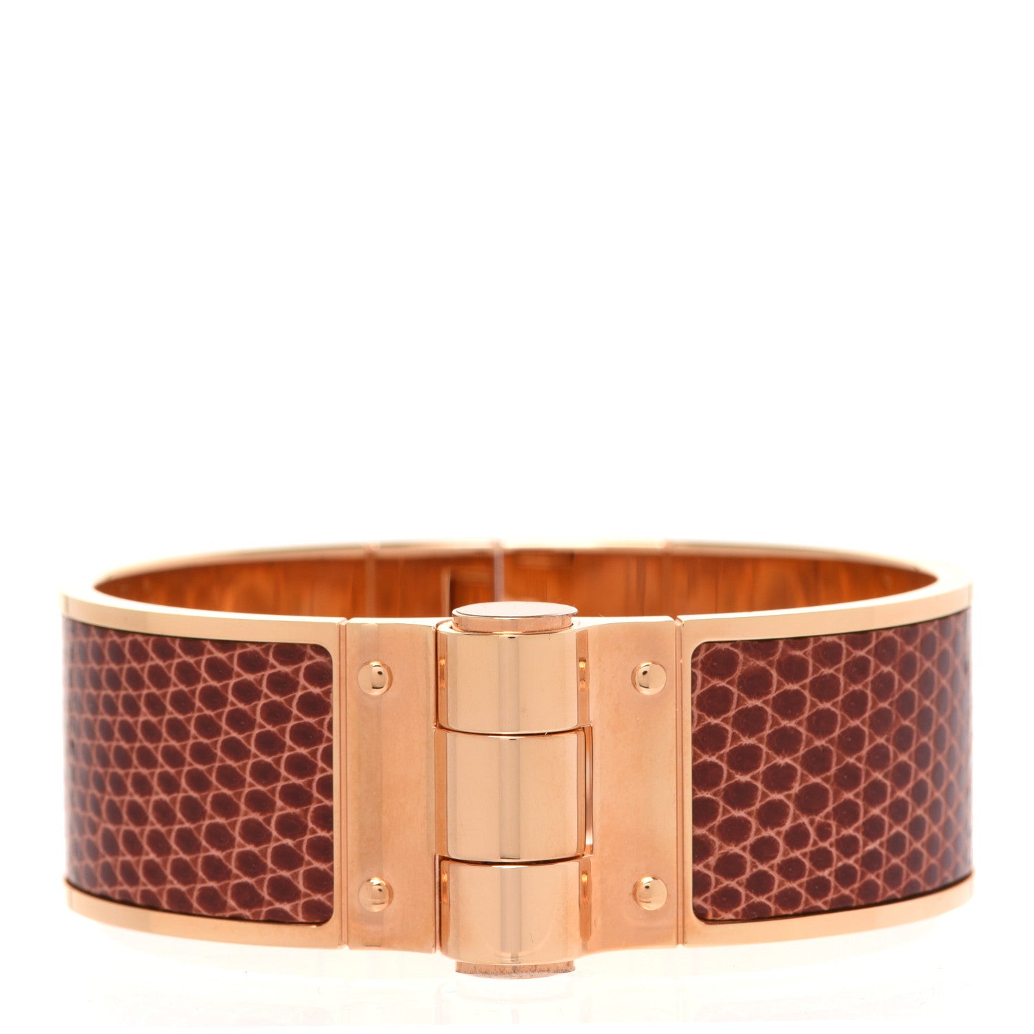 Hermes Lizard Charniere Uni Wide Hinged Bracelet S Etrusque 1 of 6