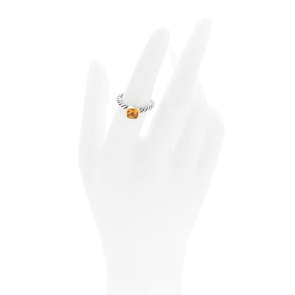 David Yurman Sterling Silver 18K Yellow Gold Citrine Cushion Ring 52 6 2 of 5