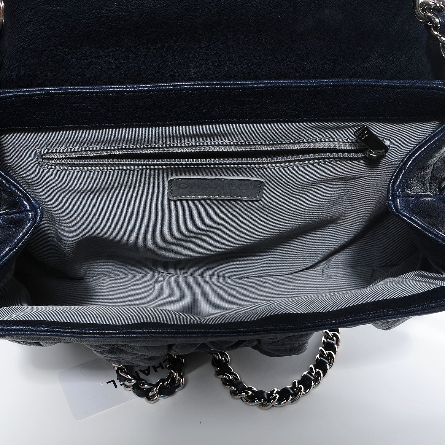 Chanel Calfskin Chain Around Medium Messenger Bag Navy 7 of 9