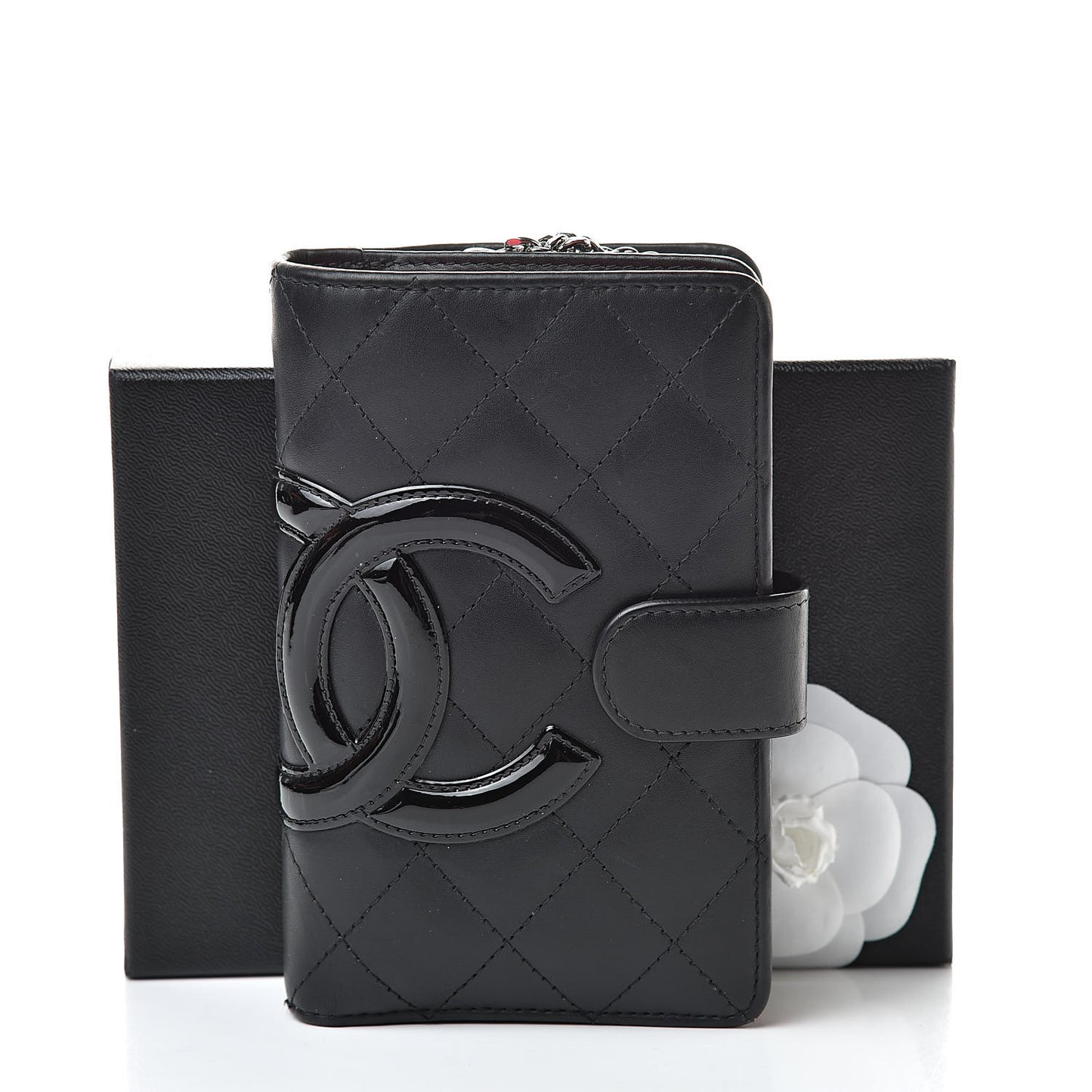 Calfskin Cambon Zipped Pocket Wallet Black