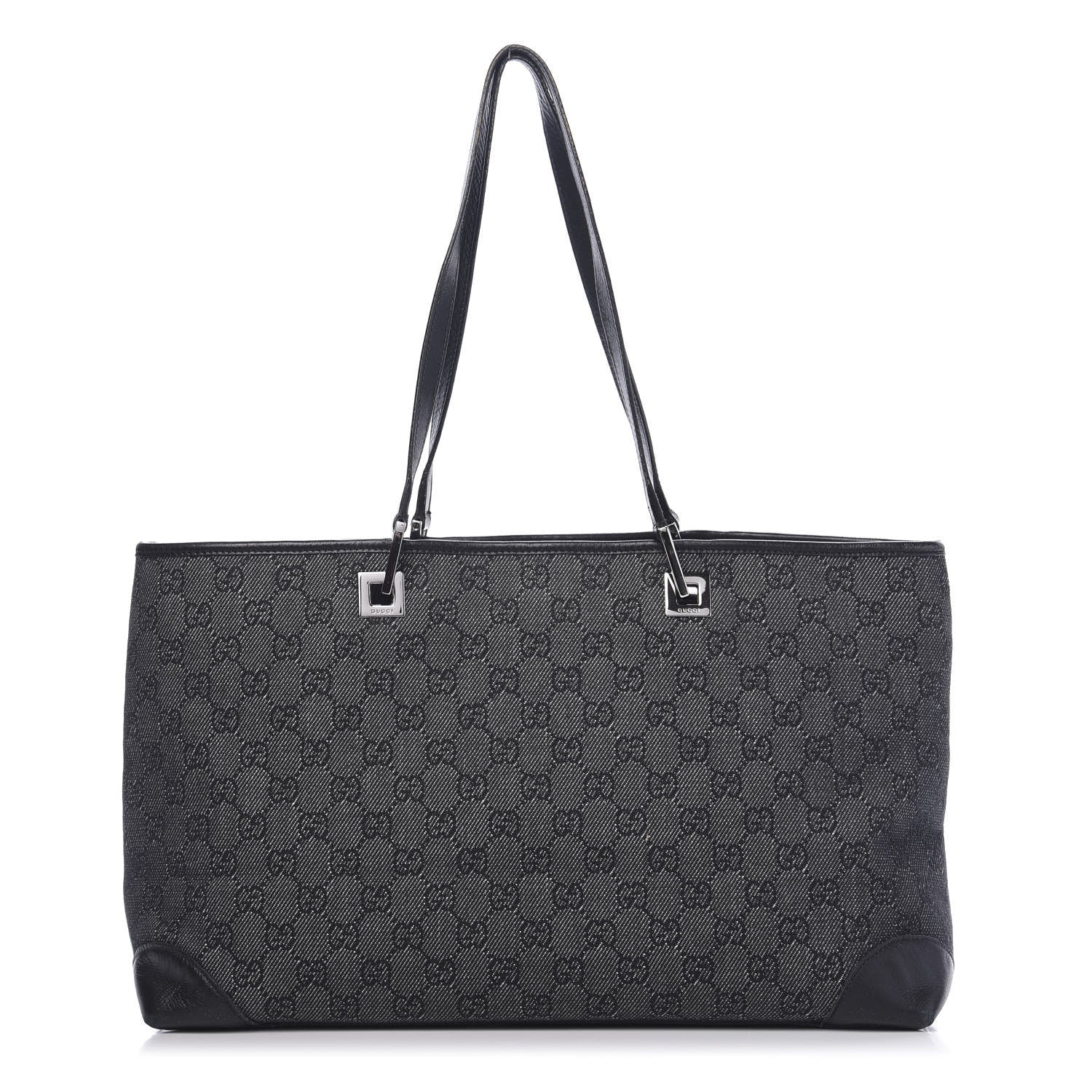 Gucci Denim Monogram Tote Black 1 of 12