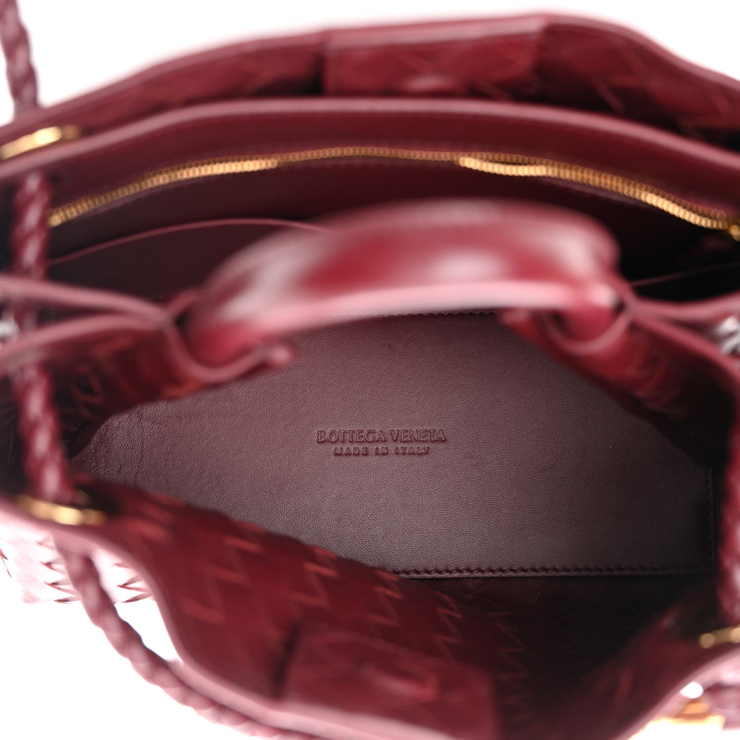Nappa Intrecciato Small Andiamo Shoulder Bag Barolo